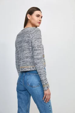 Hot Sale ⌛ Karen Millen Tweed Pearl Knit Short Cardigan ⌛ 10 Hot Sale ⌛ Karen Millen Tweed Pearl Knit Short Cardigan ⌛ -Karen Millen Outlet store akk00014 mono xl 2