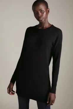 Best Sale ✔️ Karen Millen Merino Wool Crew Neck Longline Jumper 🤩