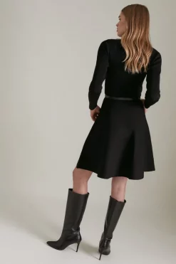 Best Sale ⌛ Karen Millen Crew Neck Knitted Skater 👗 Dress 🛒 -Karen Millen Outlet store akk02627 black xl 2