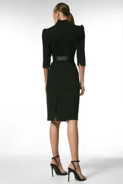 Wholesale 🎉 Karen Millen Petite Forever Belted Midi Pencil 👗 Dress 🥰 -Karen Millen Outlet store akk02970 black xl 2