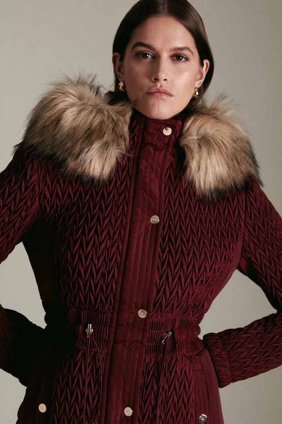 Cheapest 👏 Karen Millen Signature Quilt Long Faux Fur Trim 🧥 Coat 🤩 5 Cheapest 👏 Karen Millen Signature Quilt Long Faux Fur Trim 🧥 Coat 🤩 - Image 3