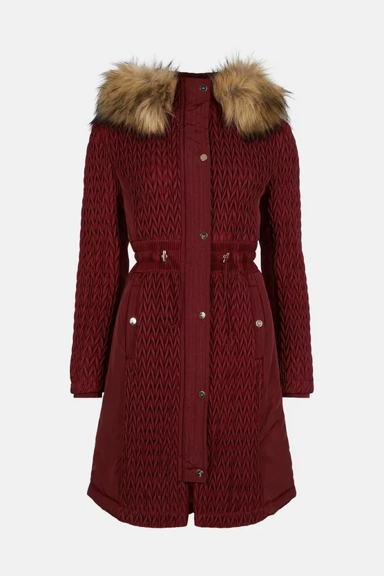 Cheapest 👏 Karen Millen Signature Quilt Long Faux Fur Trim 🧥 Coat 🤩 4 Cheapest 👏 Karen Millen Signature Quilt Long Faux Fur Trim 🧥 Coat 🤩 - Image 2