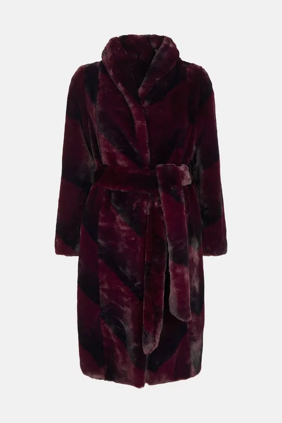 New ๐ Karen Millen Stripe Faux Fur ๐งฅ Coat - burgundy ๐ฅ 4 New ๐ Karen Millen Stripe Faux Fur ๐งฅ Coat - burgundy ๐ฅ - Image 2