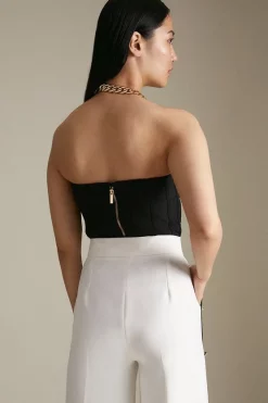 Deals ⌛ Karen Millen Bandage Bustier Made With Recycled Yarn 🎉 -Karen Millen Outlet store akk03821 black xl 2