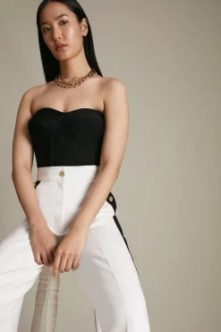 Deals ⌛ Karen Millen Bandage Bustier Made With Recycled Yarn 🎉 -Karen Millen Outlet store akk03821 black xl 3