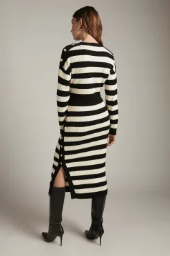 New 🎉 Karen Millen Wool Blend Striped Knitted Midi 👗 Dress 😀 9 New 🎉 Karen Millen Wool Blend Striped Knitted Midi 👗 Dress 😀 -Karen Millen Outlet store akk03837 blackwhite xl 2