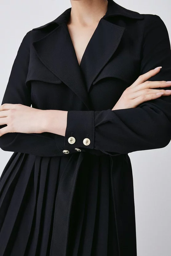 Outlet 🛒 Karen Millen Long Sleeve Woven Pleated Midi Trench 👗 Dress ❤️ 4 Outlet 🛒 Karen Millen Long Sleeve Woven Pleated Midi Trench 👗 Dress ❤️ - Image 2