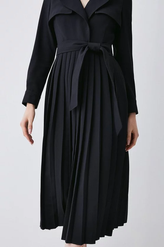 Outlet 🛒 Karen Millen Long Sleeve Woven Pleated Midi Trench 👗 Dress ❤️ 5 Outlet 🛒 Karen Millen Long Sleeve Woven Pleated Midi Trench 👗 Dress ❤️ - Image 3