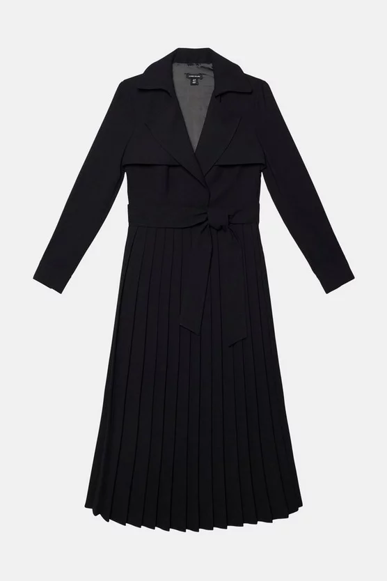 Outlet 🛒 Karen Millen Long Sleeve Woven Pleated Midi Trench 👗 Dress ❤️ 6 Outlet 🛒 Karen Millen Long Sleeve Woven Pleated Midi Trench 👗 Dress ❤️ - Image 4
