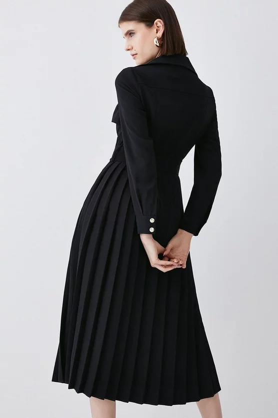 Outlet 🛒 Karen Millen Long Sleeve Woven Pleated Midi Trench 👗 Dress ❤️ 7 Outlet 🛒 Karen Millen Long Sleeve Woven Pleated Midi Trench 👗 Dress ❤️ - Image 5
