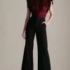 Best deal ❤️ Karen Millen Italian Technical Power Stretch Wide Leg Trousers - black 👍