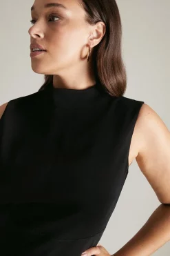 Coupon 🥰 Karen Millen Plus Size Soft Tailored High Low Midi 👗 Dress ⭐ -Karen Millen Outlet store akk05601 black xl 1