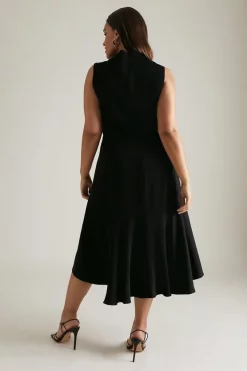 Coupon 🥰 Karen Millen Plus Size Soft Tailored High Low Midi 👗 Dress ⭐ -Karen Millen Outlet store akk05601 black xl 2