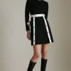 Wholesale 🔥 Karen Millen Snaffle Trim Colour Block Ponte Funnel Neck Skater 👗 Dress 😀