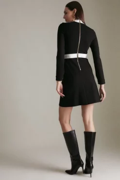 Wholesale 🔥 Karen Millen Snaffle Trim Colour Block Ponte Funnel Neck Skater 👗 Dress 😀 -Karen Millen Outlet store akk05701 black xl 2