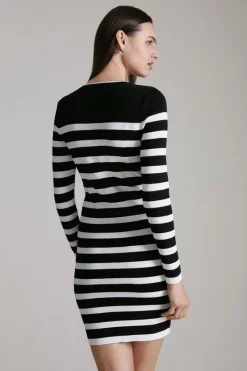 Wholesale ✨ Karen Millen Stripe Knit Zip Through 👗 Dress 😉 -Karen Millen Outlet store akk06300 black xl 2