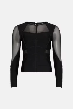 Cheapest 🔔 Karen Millen Sheer Panelled Knit Bandage Top 👏 14 Cheapest 🔔 Karen Millen Sheer Panelled Knit Bandage Top 👏 -Karen Millen Outlet store akk06439 black xl 3