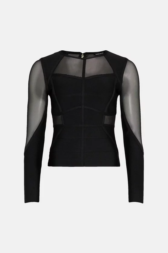 Cheapest 🔔 Karen Millen Sheer Panelled Knit Bandage Top 👏 6 Cheapest 🔔 Karen Millen Sheer Panelled Knit Bandage Top 👏 - Image 4