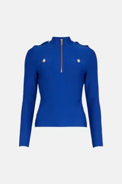Top 10 ⌛ Karen Millen Bandage Knit Long Sleeve Top In Recycled Yarn ❤️ -Karen Millen Outlet store akk06613 cobalt xl 3
