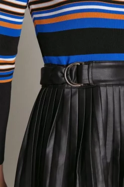 Budget ๐ Karen Millen Stripe Knit Pu Pleated ๐ Skirt Skater ๐ Dress โจ 11 Budget ๐ Karen Millen Stripe Knit Pu Pleated ๐ Skirt Skater ๐ Dress โจ -Karen Millen Outlet store akk06647 stripe xl 3