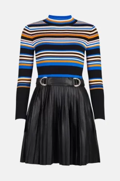 Budget ๐ Karen Millen Stripe Knit Pu Pleated ๐ Skirt Skater ๐ Dress โจ 12 Budget ๐ Karen Millen Stripe Knit Pu Pleated ๐ Skirt Skater ๐ Dress โจ -Karen Millen Outlet store akk06647 stripe xl 4