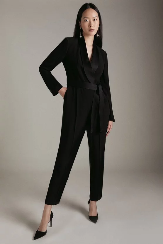 Buy ⭐ Karen Millen Tuxedo Wrap Jumpsuit 😍 3 Buy ⭐ Karen Millen Tuxedo Wrap Jumpsuit 😍