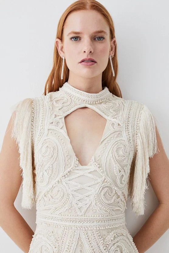 Cheapest 😀 Karen Millen Cornelli Embellished Fringed Woven 👗 Dress 😍 4 Cheapest 😀 Karen Millen Cornelli Embellished Fringed Woven 👗 Dress 😍 - Image 2