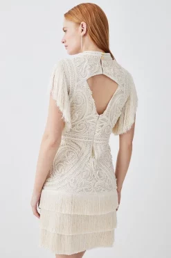 Cheapest 😀 Karen Millen Cornelli Embellished Fringed Woven 👗 Dress 😍 11 Cheapest 😀 Karen Millen Cornelli Embellished Fringed Woven 👗 Dress 😍 -Karen Millen Outlet store akk07064 ivory xl 2