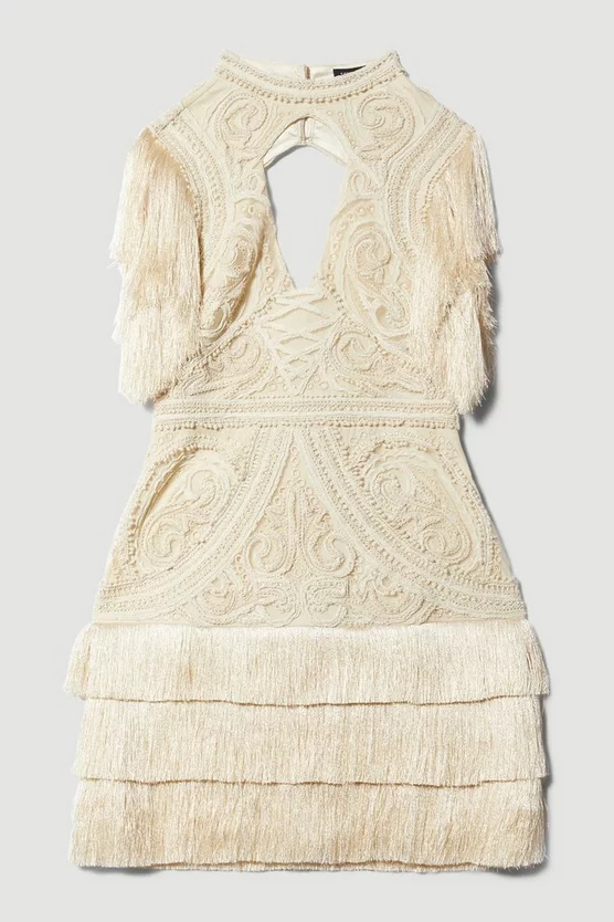 Cheapest 😀 Karen Millen Cornelli Embellished Fringed Woven 👗 Dress 😍 6 Cheapest 😀 Karen Millen Cornelli Embellished Fringed Woven 👗 Dress 😍 - Image 4