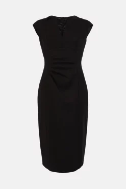 Best Pirce 👍 Karen Millen Compact Stretch Envelope Neck Pencil Midi 👗 Dress 👍 -Karen Millen Outlet store akk95241 black xl 3