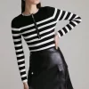 Best deal 💯 Karen Millen Long Sleeve Nautical Zip Front Knit Top 😍