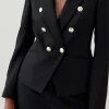 Coupon 🧨 Karen Millen Tailored Button Military Blazer 🔔 -Karen Millen Outlet store akk96245 black xl