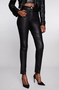 Best deal 🤩 Karen Millen Stretch Leather Five Pocket Jean ⌛ -Karen Millen Outlet store akk97854 black xl 1 1