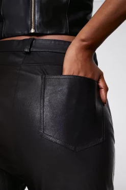 Best deal 🤩 Karen Millen Stretch Leather Five Pocket Jean ⌛ -Karen Millen Outlet store akk97854 black xl 2