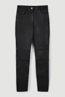 Best deal 🤩 Karen Millen Stretch Leather Five Pocket Jean ⌛ -Karen Millen Outlet store akk97854 black xl 3