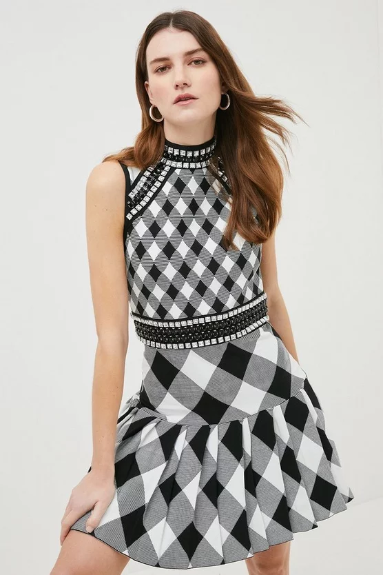 Brand new ๐ฅ Karen Millen Harlequin Bandage Knit Embellished ๐ Dress - mono ๐ฏ 3 Brand new ๐ฅ Karen Millen Harlequin Bandage Knit Embellished ๐ Dress - mono ๐ฏ