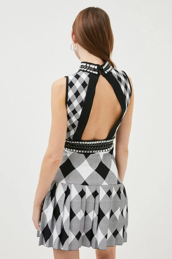 Brand new ๐ฅ Karen Millen Harlequin Bandage Knit Embellished ๐ Dress - mono ๐ฏ 5 Brand new ๐ฅ Karen Millen Harlequin Bandage Knit Embellished ๐ Dress - mono ๐ฏ - Image 3