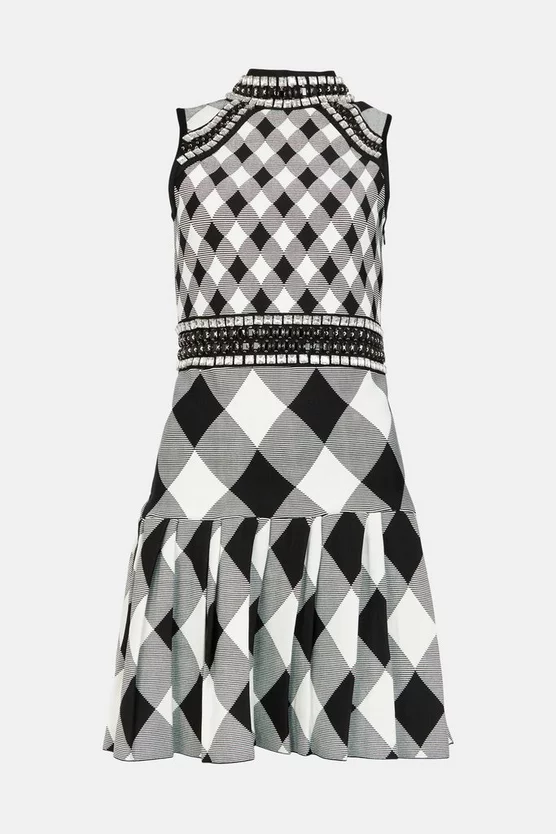 Brand new ๐ฅ Karen Millen Harlequin Bandage Knit Embellished ๐ Dress - mono ๐ฏ 6 Brand new ๐ฅ Karen Millen Harlequin Bandage Knit Embellished ๐ Dress - mono ๐ฏ - Image 4
