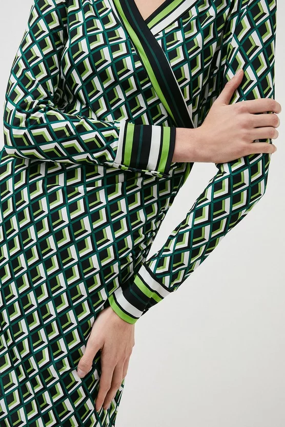 Best deal 👍 Karen Millen Geo Print Jersey Wrap Mini 👗 Dress 🛒 4 Best deal 👍 Karen Millen Geo Print Jersey Wrap Mini 👗 Dress 🛒 - Image 2