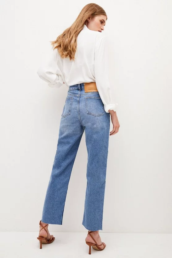 Hot Sale โค๏ธ Karen Millen Mid Rise Straight Leg Raw Hem ๐ Jeans - pale wash ๐งจ 7 Hot Sale โค๏ธ Karen Millen Mid Rise Straight Leg Raw Hem ๐ Jeans - pale wash ๐งจ - Image 6