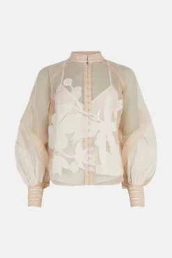 Budget ๐ Karen Millen Floral Applique Organdie Button Woven Blouse ๐งจ 11 Budget ๐ Karen Millen Floral Applique Organdie Button Woven Blouse ๐งจ -Karen Millen Outlet store bkk00380 ivory xl 3