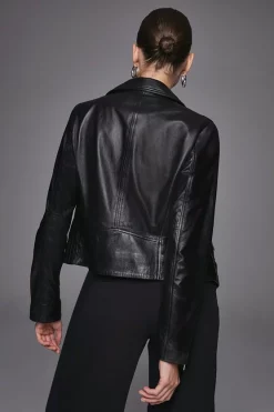 Hot Sale 🥰 Karen Millen Leather Signature Biker Jacket 🎉 -Karen Millen Outlet store bkk00500 black xl 3