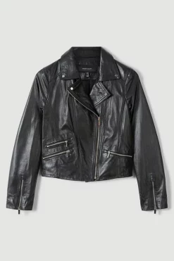 Hot Sale 🥰 Karen Millen Leather Signature Biker Jacket 🎉 -Karen Millen Outlet store bkk00500 black xl 4