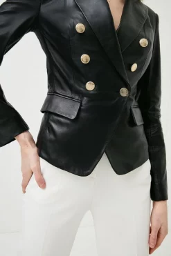 Best Pirce ๐ Karen Millen Leather Gold Button Blazer ๐ 14 Best Pirce ๐ Karen Millen Leather Gold Button Blazer ๐ -Karen Millen Outlet store bkk00520 black xl 2
