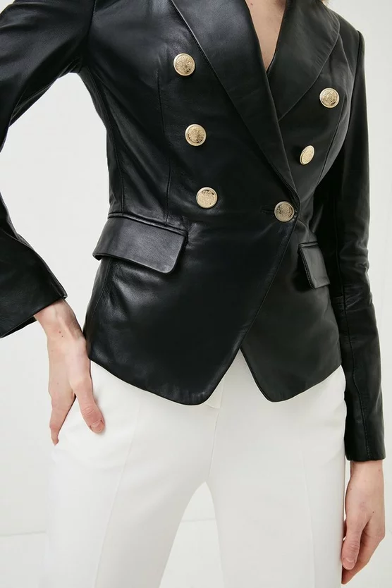 Best Pirce ๐ Karen Millen Leather Gold Button Blazer ๐ 5 Best Pirce ๐ Karen Millen Leather Gold Button Blazer ๐ - Image 3