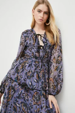 Cheapest 😍 Karen Millen Paisley Metallic Bead Detail Woven 👗 Dress - blue 🛒