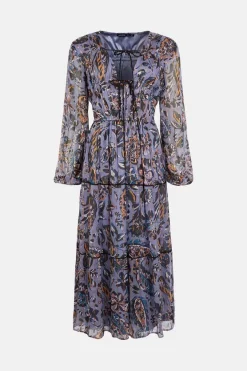 Cheapest 😍 Karen Millen Paisley Metallic Bead Detail Woven 👗 Dress - blue 🛒 -Karen Millen Outlet store bkk00625 blue xl 3