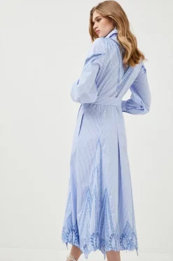 Buy 😀 Karen Millen Cutwork Poplin Embroidered Woven Maxi 👚 Shirt 👗 Dress - stripe 🛒 10 Buy 😀 Karen Millen Cutwork Poplin Embroidered Woven Maxi 👚 Shirt 👗 Dress - stripe 🛒 -Karen Millen Outlet store bkk00779 stripe xl 2