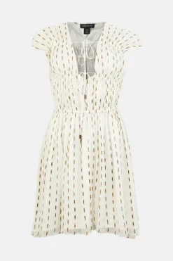 Promo ⌛ Karen Millen Metallic Gathered Woven Mini 👗 Dress - white 🛒 10 Promo ⌛ Karen Millen Metallic Gathered Woven Mini 👗 Dress - white 🛒 -Karen Millen Outlet store bkk01204 white xl 3