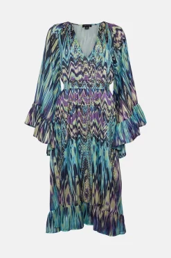 Best Sale 🛒 Karen Millen Tie Dye Studded Woven Maxi Drama Kimono - green 👏 -Karen Millen Outlet store bkk01222 green xl 3